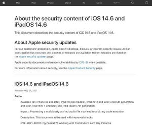 Apple、43件の脆弱性修正したiOS 14.6とiPadOS 14.6リリース