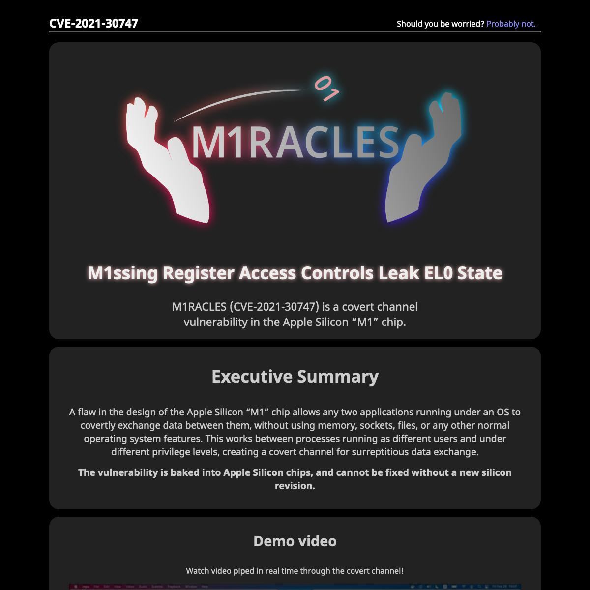 M1RACLES: M1ssing Register Access Controls Leak EL0 State