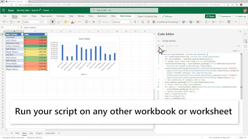 Excel Online上の操作をTypeScriptコードに変換する(画像はすべて公式ブログより抜粋)