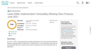 シスコの複数製品に脆弱性、SAML認証ライブラリ「Lasso」の脆弱性の影響