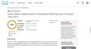 シスコの複数製品に脆弱性、SAML認証ライブラリ「Lasso」の脆弱性の影響