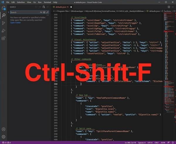 「Ctrl」＋「Shift」＋「F」プロジェクト全体を検索