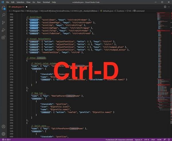 「Ctrl」＋「D」次の検索対象を選択に追加