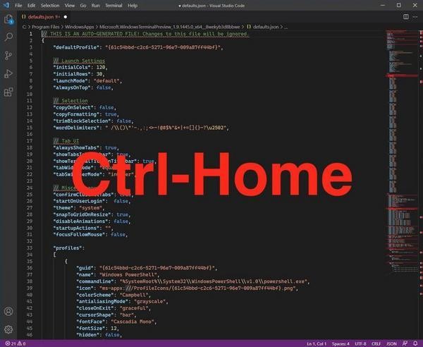 「Ctrl」＋「Home」ファイルの先頭へ移動