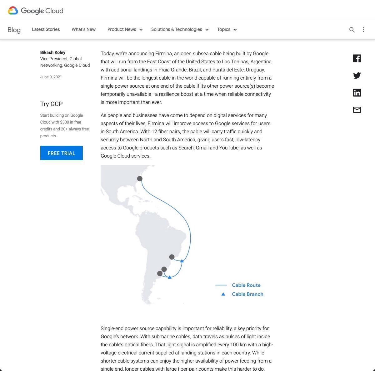 Google-built Firmina subsea cable runs from the US to Argentina｜Google Cloud Blog