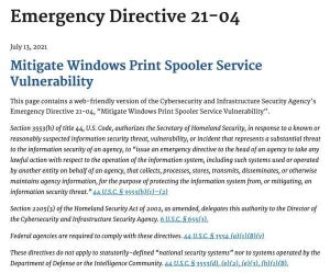 米CISA、Windowsの印刷スプーラの脆弱性に関する緊急指令を発行