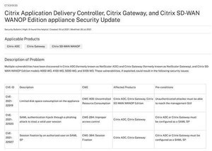 シトリックス、複数製品の脆弱性に対処するセキュリティアップデートをリリース