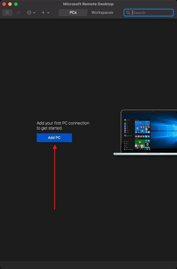 「Add PC」でアクセスするPCを追加する