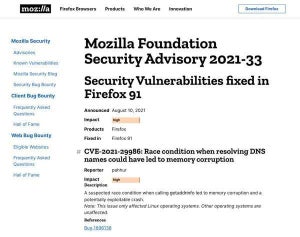 Firefox 91およびThunderbird 78.13リリース、複数の脆弱性を修正