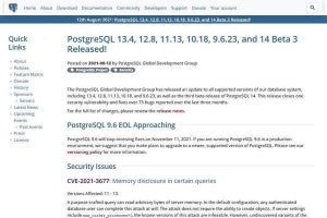 PostgreSQL最新版公開、脆弱性を修正