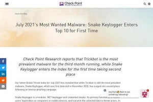 7月のマルウェアランキング発表、Snake Keylogger急成長