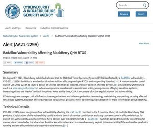 脆弱性「BadAlloc」の影響受けるBlackBerry QNXを組み込んだ製品に注意