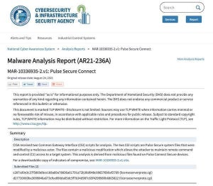 Pulse Secure製品侵害に関するマルウェア分析レポート公開、CISA