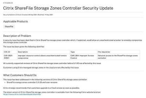 Citrix ShareFile Storage Zones Controllerにリモート侵害可能な脆弱性