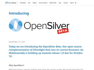 Microsoft Silverlightがオープンソース化、「OpenSilver」ベータ版リリース