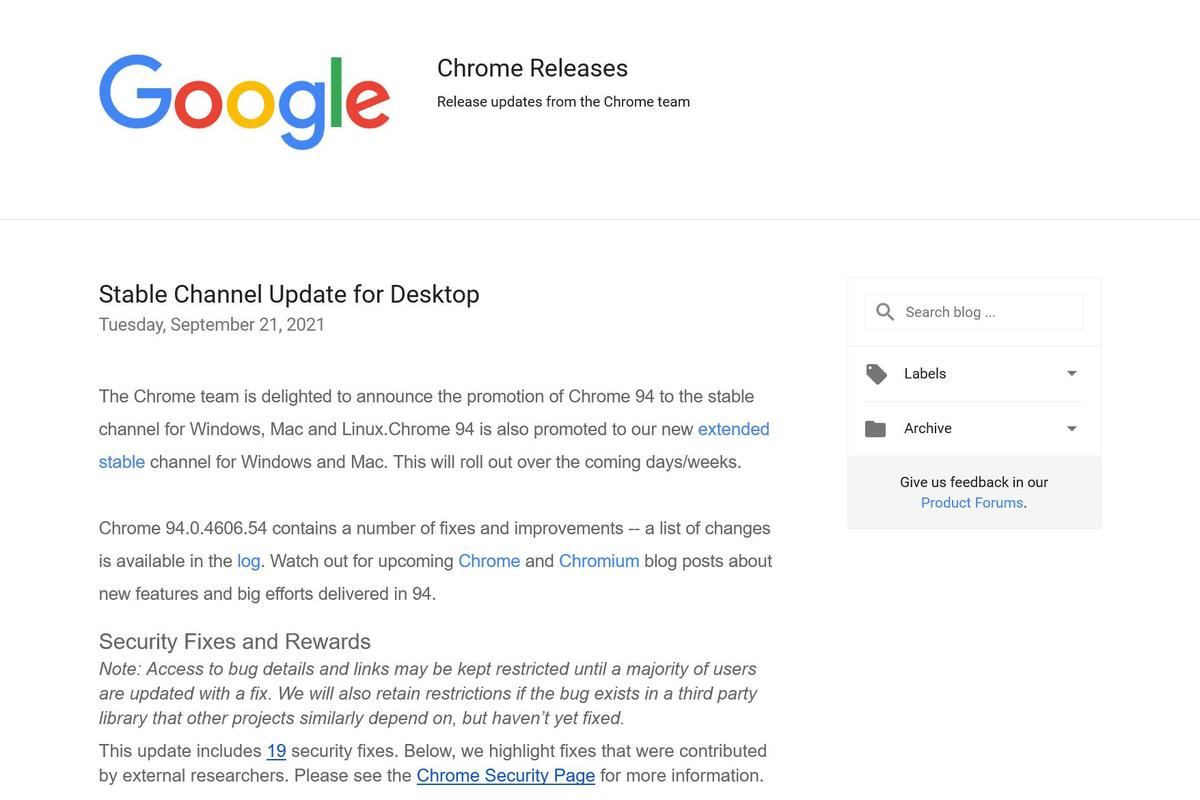 Chrome Releases: Stable Channel Update for Desktop