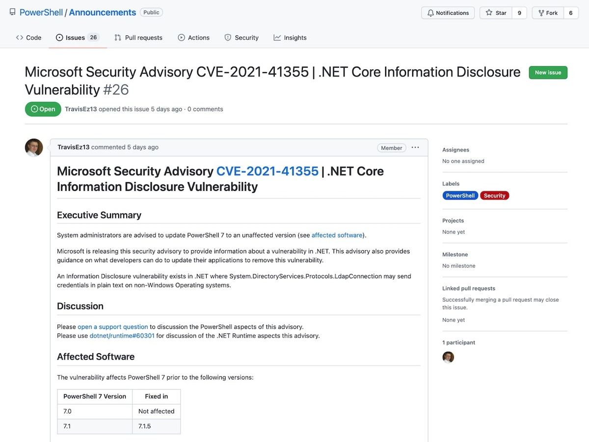 Microsoft Security Advisory CVE-2021-41355｜.NET Core Information Disclosure Vulnerability