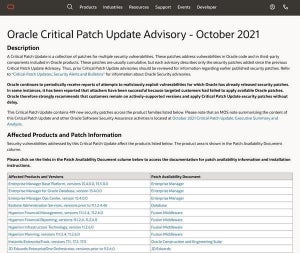 Oracle、2021年10月のパッチアップデートリリース - 419件の脆弱性修正