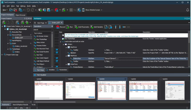 「TestComplete 15.0」ダークテーマ(同社資料より)