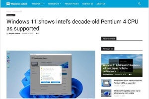 Windows 11互換性チェック、Pentium 4 661はサポート対象と誤判断