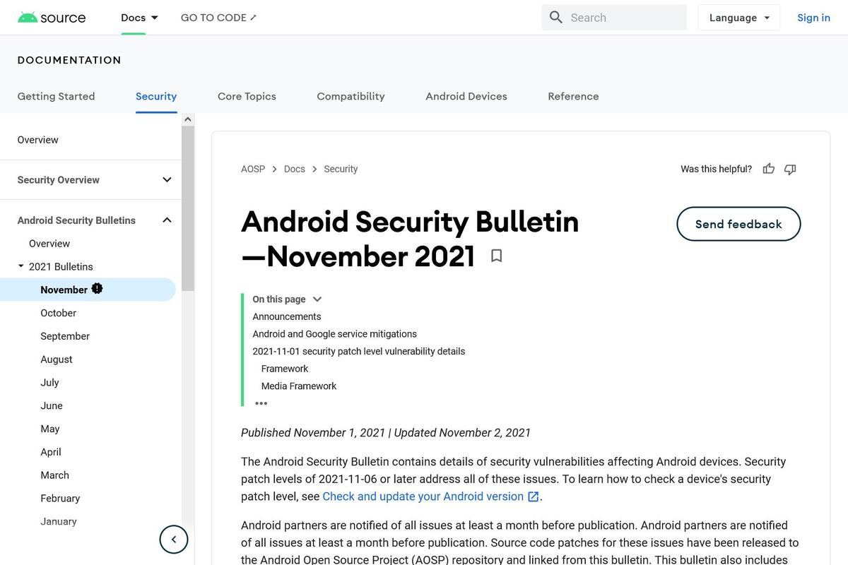Android Security Bulletin—November 2021｜Android Open Source Project