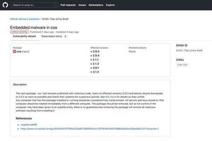 人気NPMパッケージ「coa」と「rc」、悪意のある第三者による改ざんが判明