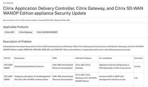 Citrix、複数製品の脆弱性に対処するセキュリティアップデートをリリース