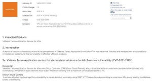 VMware Tanzu Application Service for VMsにDDoS攻撃につながる脆弱性