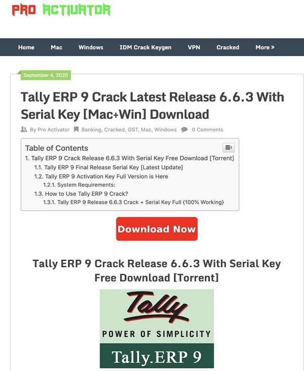 クラックされてGluptebaを配布しているソフトウェアダウンロードサイトの例 ー 出典:Google TAG(脅威分析グループ)
