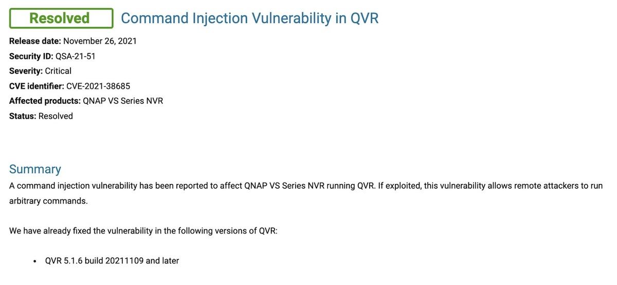 Command Injection Vulnerability in QVR