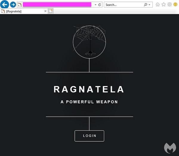 PatchworkのRagnatela用コントロールパネル（出典:Malwarebytes Labs