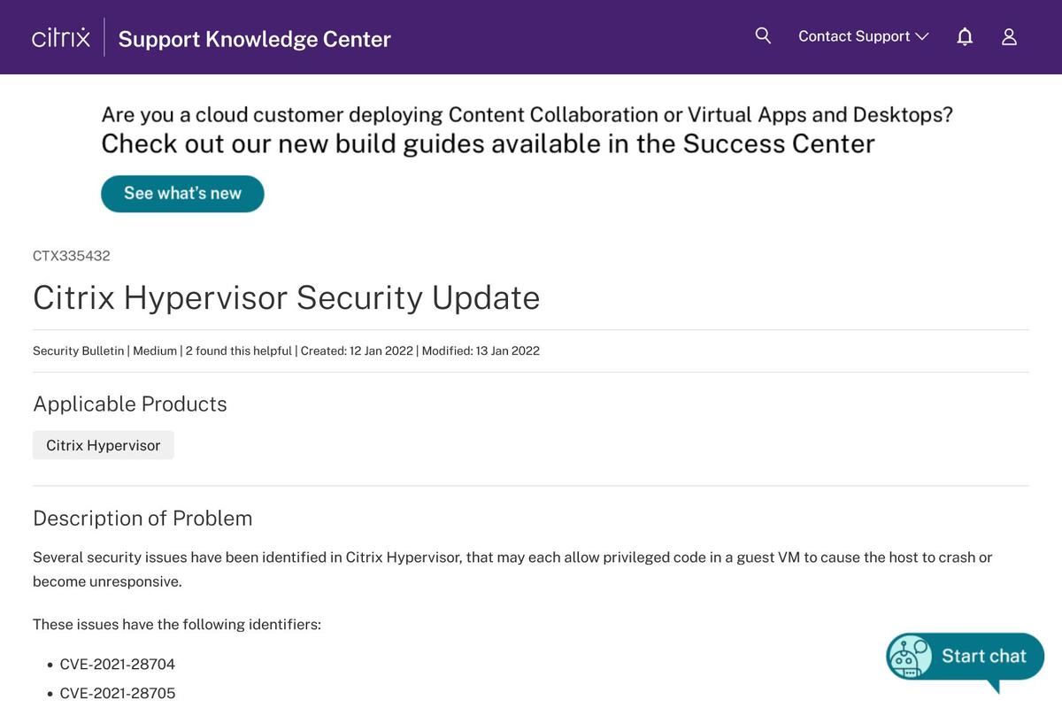 Citrix Hypervisor Security Update