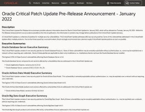 Oracle、2022年1月クリティカルパッチアップデートで483件の脆弱性修正