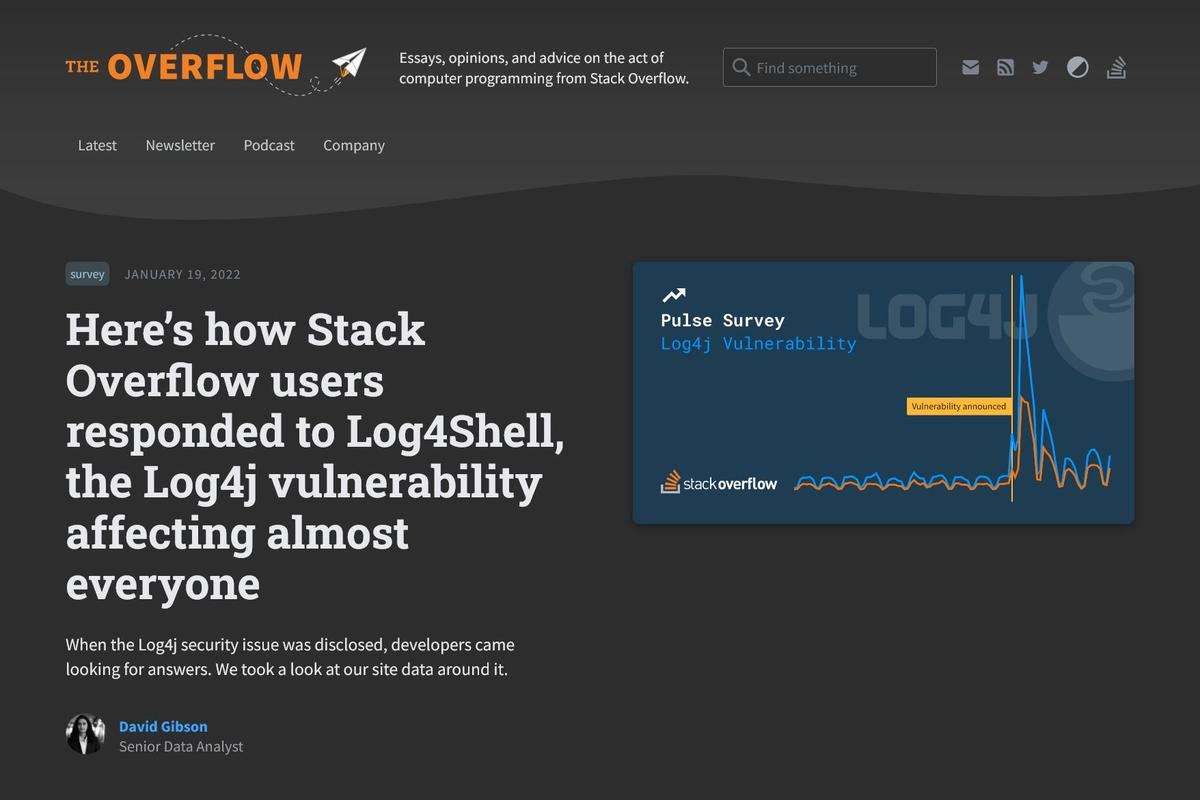 Here’s how Stack Overflow users responded to Log4Shell、the Log4j vulnerability affecting almost everyone - Stack Overflow Blog
