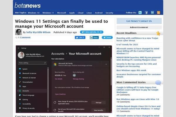 Windows 11 Settings can finally be used to manage your Microsoft account