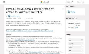 Excel 4.0 (XLM)マクロ機能のデフォルト無効化進む、Microsoft