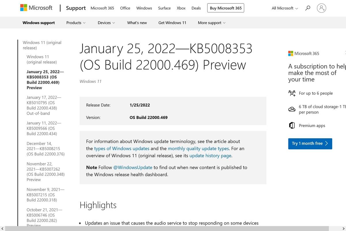 January 25、2022 - KB5008353 (OS Build 22000.469) Preview