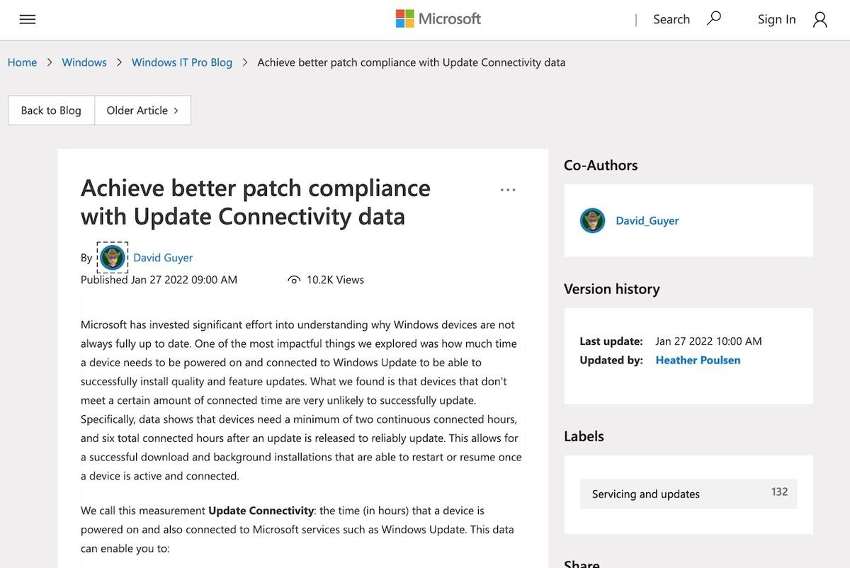 Achieve better patch compliance with Update Connectivity data