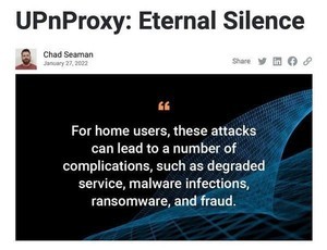 UPnPの脆弱性悪用してルータのNAT侵害するEternal Silence攻撃に注意