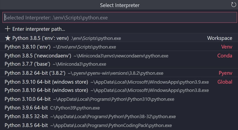 Pythonインタプリタの一覧