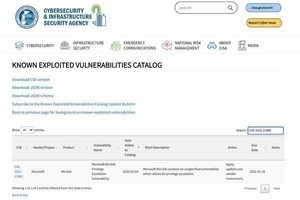 米CISA、既知の悪用された脆弱性カタログにWin32kの特権昇格の脆弱性追加