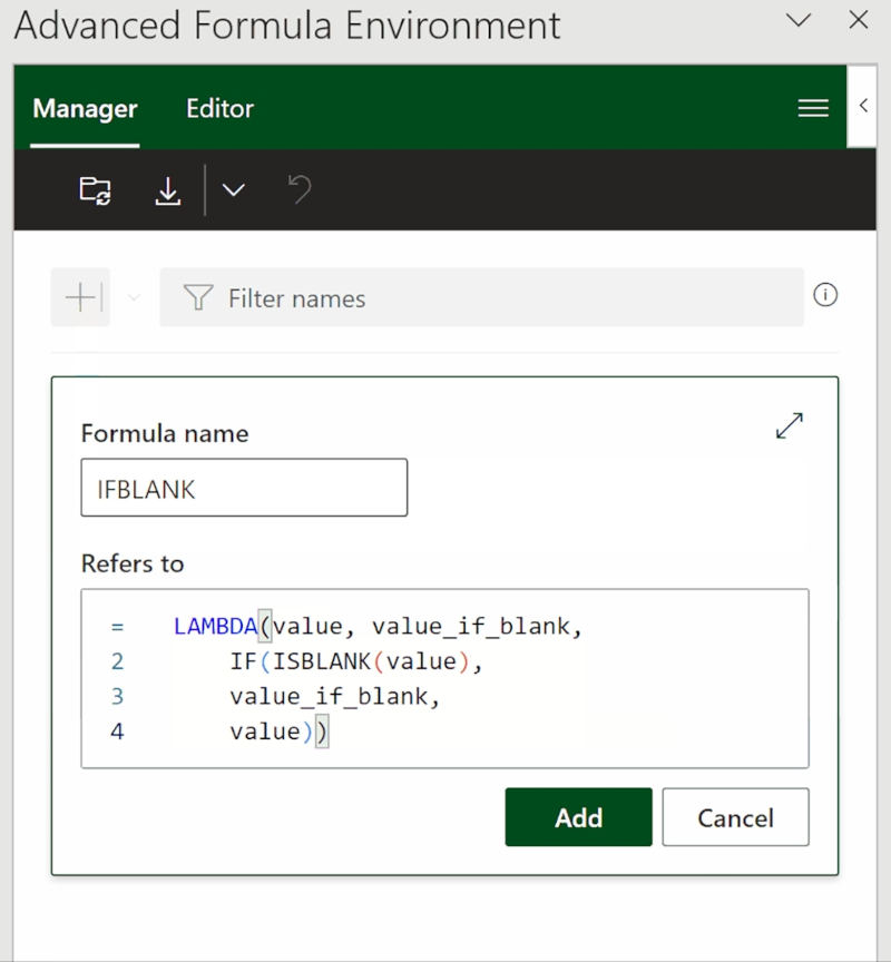 Advanced formula environmentによるLAMBDA関数の作成(画像は公式ブログより抜粋)