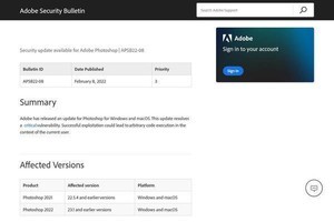 Adobe Photoshopなど複数の製品に緊急の脆弱性、アップデートを