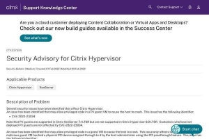 Citrix Hypervisorにゲストからホストをクラッシュできる脆弱性、更新を