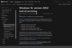 5月10日にサポート終わるWindows 10, version 20H2、更新推奨