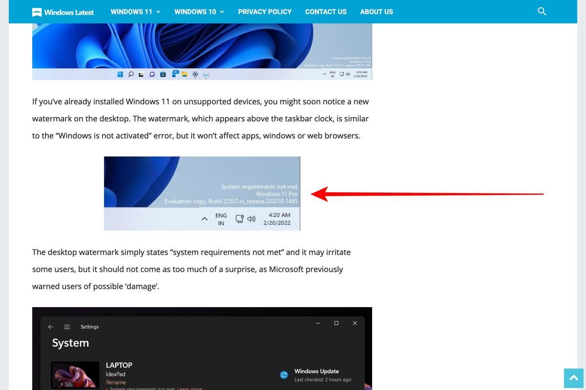 Microsoft is testing a desktop watermark for unsupported Windows 11 PCs