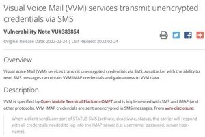 ビジュアルボイスメールに認証情報が暗号化されずにSMSで送信される脆弱性