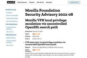 Mozilla VPNにSYSTEM権限でコード実行の脆弱性、アップデートを
