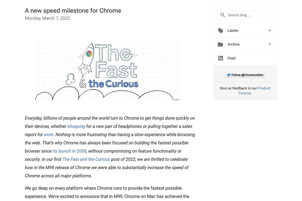Chromium Blog: A new speed milestone for Chrome