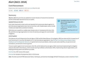 被害が止まらないランサムウェア「Conti」について3度目の警告、CISA